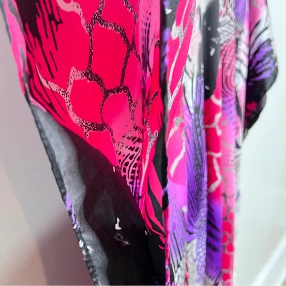 Winlar Purple Pink Animal Print V-Neck Kaftan Muu Muu Maxi Dress Womens One Size - Picture 5 of 13